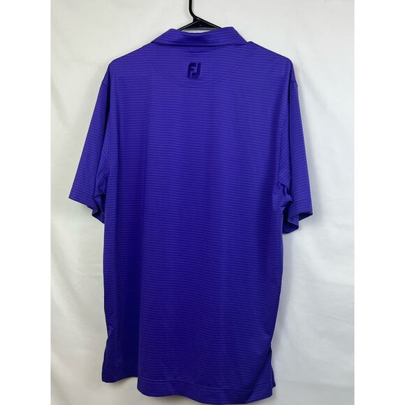 Foot Joy Men's Medium Purple Striped 3 Button Short Sleeve Polo Shirt - Picture 7 of 8